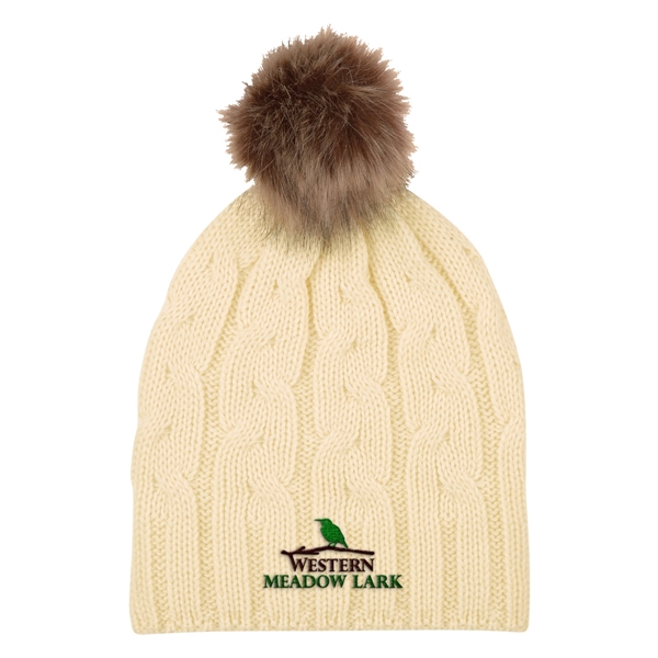 Cameron Cable Knit Pom Beanie - Cameron Cable Knit Pom Beanie - Image 3 of 9