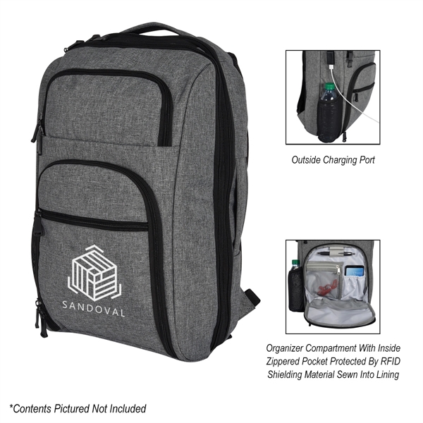 HEATHERED RFID LAPTOP BACKPACK & BRIEFCASE - HEATHERED RFID LAPTOP BACKPACK & BRIEFCASE - Image 1 of 8