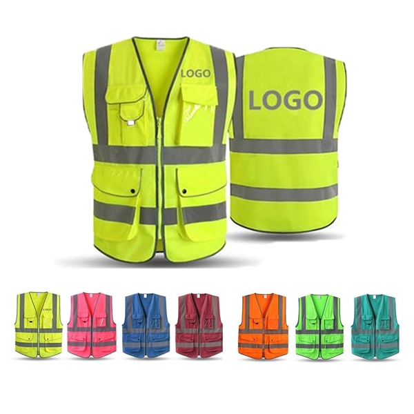 9 Pockets Safety Vest Reflective Strips of  High Visibilit - 9 Pockets Safety Vest Reflective Strips of  High Visibilit - Image 0 of 5