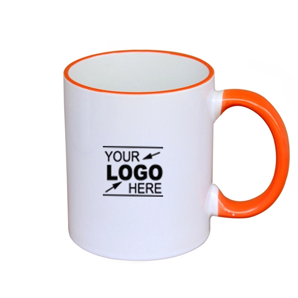 11oz Colorful Rim Handle White Ceramic Mug - 11oz Colorful Rim Handle White Ceramic Mug - Image 0 of 3