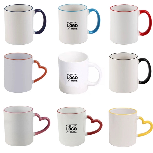 11oz Colorful Rim Handle White Ceramic Mug - 11oz Colorful Rim Handle White Ceramic Mug - Image 2 of 3