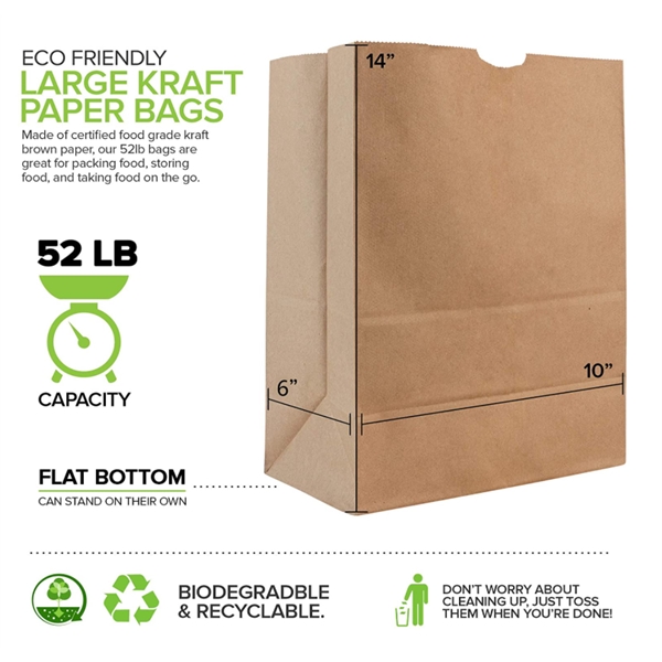 Kraft Brown Paper Grocery Bags CUSTOM YOUR LOGO AND SIZE - Kraft Brown Paper Grocery Bags CUSTOM YOUR LOGO AND SIZE - Image 2 of 2