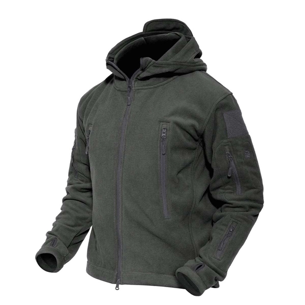 Fleece Military Tactical Jacket Hoodie - Fleece Military Tactical Jacket Hoodie - Image 4 of 7