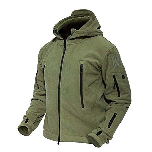 Fleece Military Tactical Jacket Hoodie - Fleece Military Tactical Jacket Hoodie - Image 5 of 7