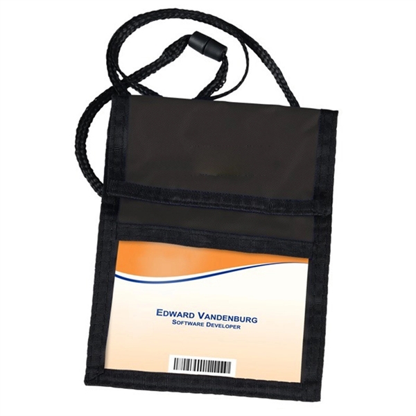 Tradeshow Neck ID Wallet Badgeholder with Lanyard - Tradeshow Neck ID Wallet Badgeholder with Lanyard - Image 1 of 5