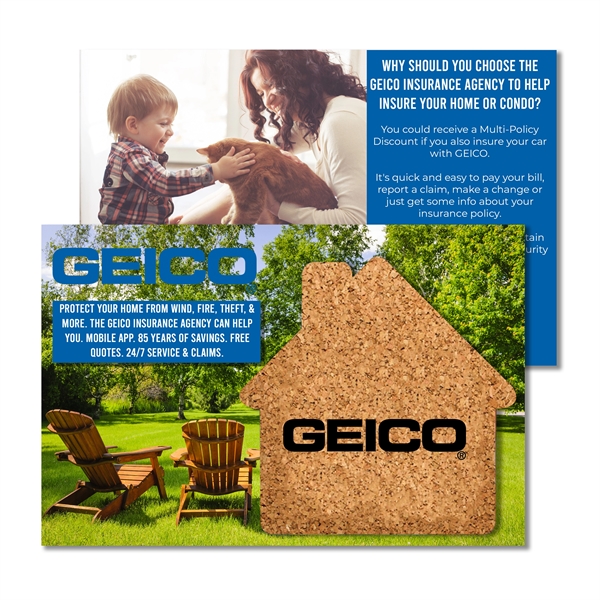 Post Card with House Shaped Cork Coaster - Post Card with House Shaped Cork Coaster - Image 0 of 1