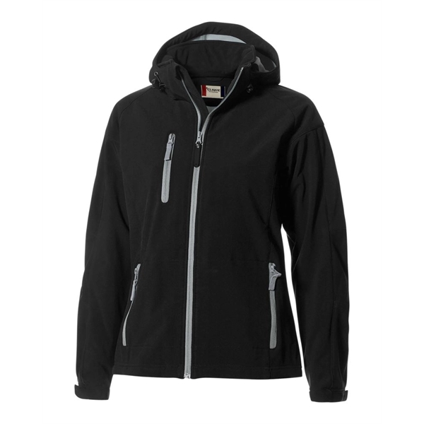 Clique Serac Stretch Softshell Hooded Full Zip Womens Jacket - Clique Serac Stretch Softshell Hooded Full Zip Womens Jacket - Image 0 of 9