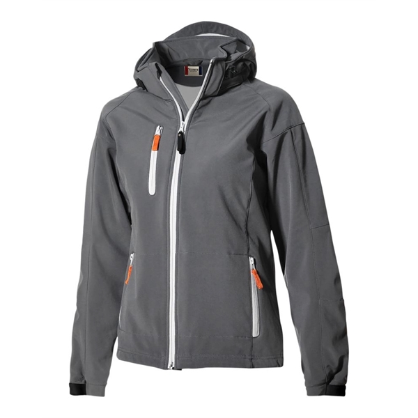 Clique Serac Stretch Softshell Hooded Full Zip Womens Jacket - Clique Serac Stretch Softshell Hooded Full Zip Womens Jacket - Image 2 of 9
