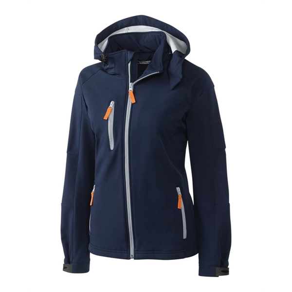 Clique Serac Stretch Softshell Hooded Full Zip Womens Jacket - Clique Serac Stretch Softshell Hooded Full Zip Womens Jacket - Image 3 of 9