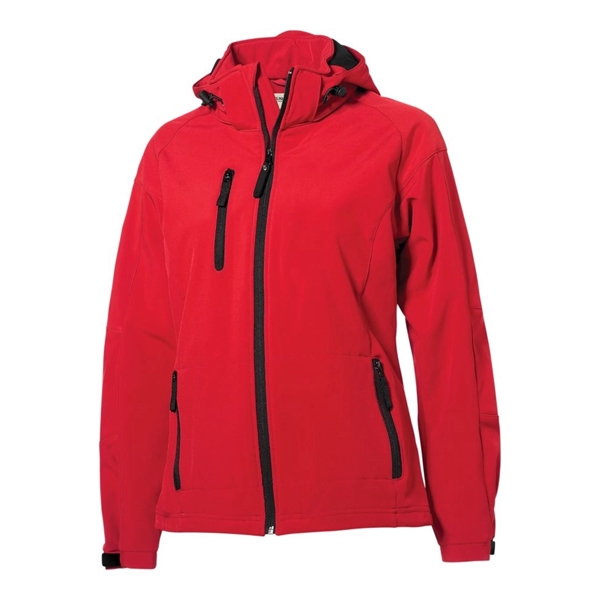 Clique Serac Stretch Softshell Hooded Full Zip Womens Jacket - Clique Serac Stretch Softshell Hooded Full Zip Womens Jacket - Image 4 of 9