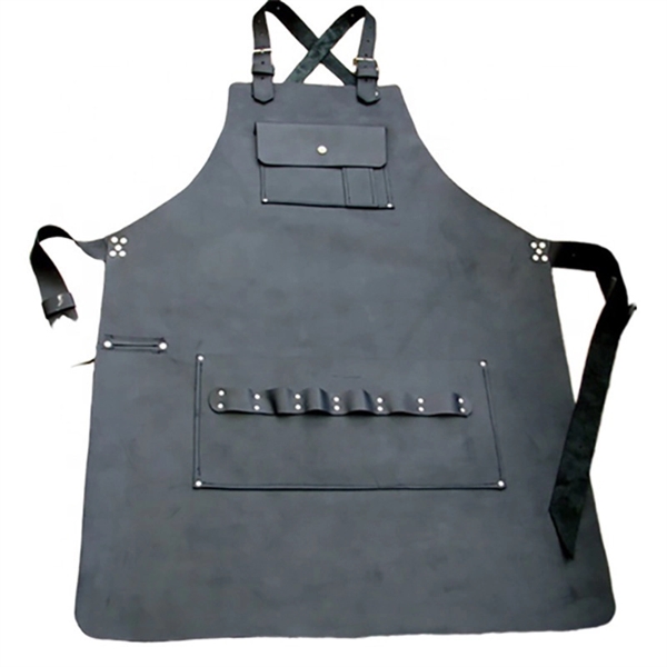 Black PU Leather Apron With Knife Sheath Pocket - Black PU Leather Apron With Knife Sheath Pocket - Image 1 of 1