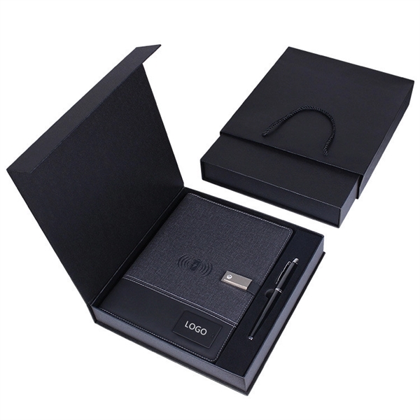 LED LOGO 8000mAh Charging NoteBook with USB Drive Gift Set - LED LOGO 8000mAh Charging NoteBook with USB Drive Gift Set - Image 0 of 5