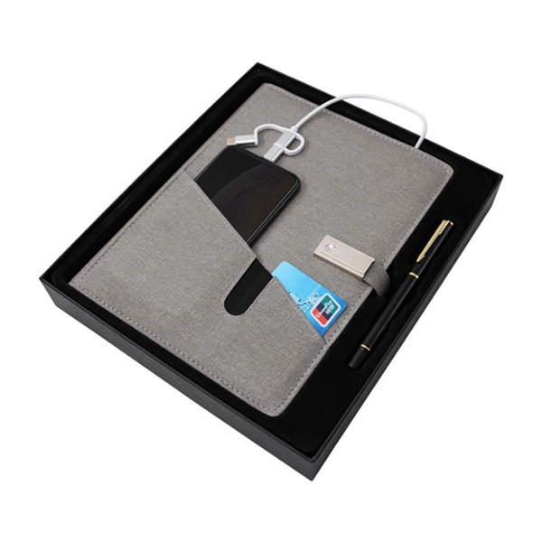 LED LOGO 8000mAh Charging NoteBook with USB Drive Gift Set - LED LOGO 8000mAh Charging NoteBook with USB Drive Gift Set - Image 4 of 5