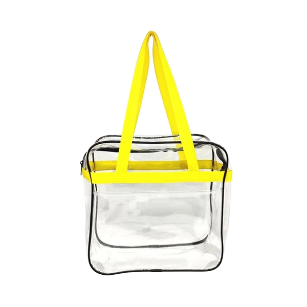 Clear Tote Bag with Zipper and Front Pocket - Clear Tote Bag with Zipper and Front Pocket - Image 0 of 2