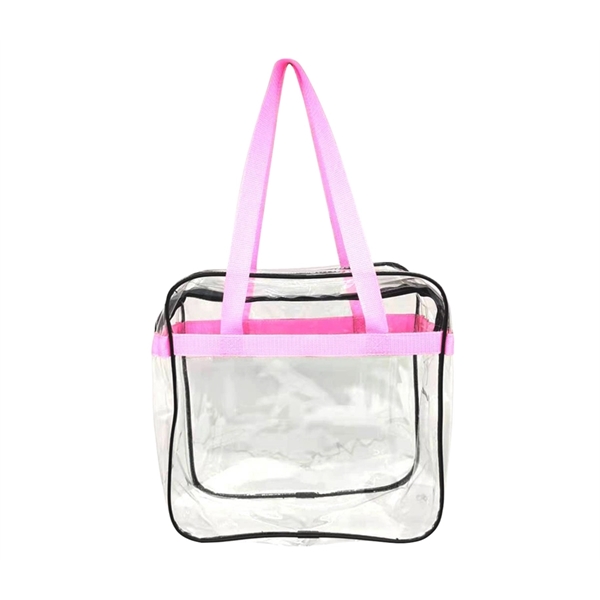 Clear Tote Bag with Zipper and Front Pocket - Clear Tote Bag with Zipper and Front Pocket - Image 1 of 2