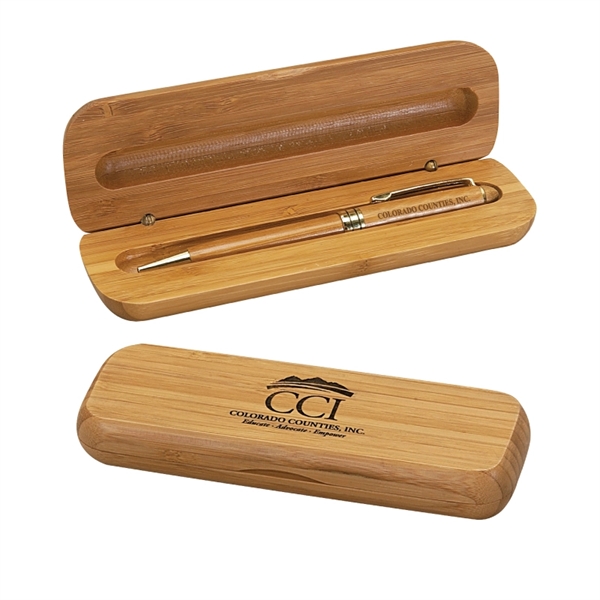 Bamboo Case With Pen Gift Set - Bamboo Case With Pen Gift Set - Image 0 of 2