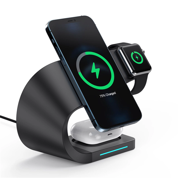 Magnetic 3 in 1 Qi Fast Wireless Charging Station - Magnetic 3 in 1 Qi Fast Wireless Charging Station - Image 0 of 3