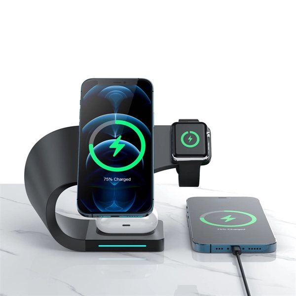 Magnetic 3 in 1 Qi Fast Wireless Charging Station - Magnetic 3 in 1 Qi Fast Wireless Charging Station - Image 1 of 3