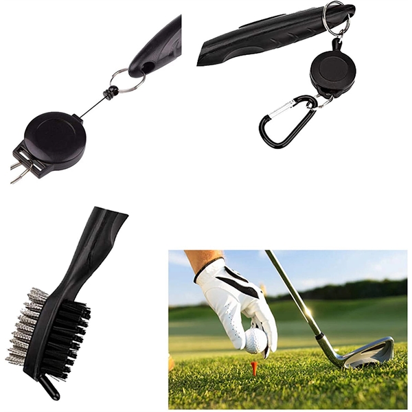 Dual Bristle Golf Club Brush Groove Cleaner with Carabiner - Dual Bristle Golf Club Brush Groove Cleaner with Carabiner - Image 3 of 4