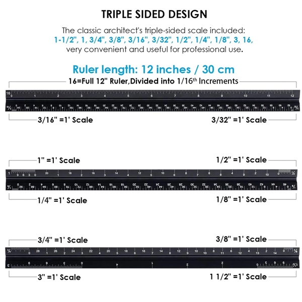 Aluminum Standard Architectural Scale Ruler - Aluminum Standard Architectural Scale Ruler - Image 2 of 5