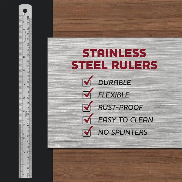 Classic Stainless Steel Metal Ruler - Classic Stainless Steel Metal Ruler - Image 2 of 4