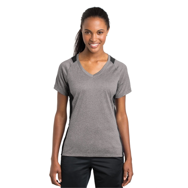 Sport-Tek Women's Heather Colorblock Contender V-Neck Tee. - Sport-Tek Women's Heather Colorblock Contender V-Neck Tee. - Image 2 of 61