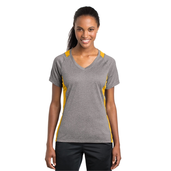 Sport-Tek Women's Heather Colorblock Contender V-Neck Tee. - Sport-Tek Women's Heather Colorblock Contender V-Neck Tee. - Image 20 of 61