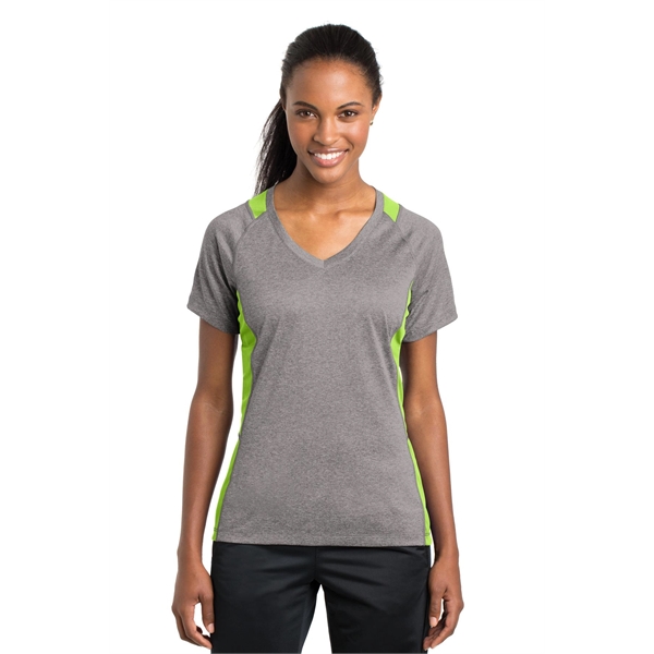 Sport-Tek Women's Heather Colorblock Contender V-Neck Tee. - Sport-Tek Women's Heather Colorblock Contender V-Neck Tee. - Image 26 of 61