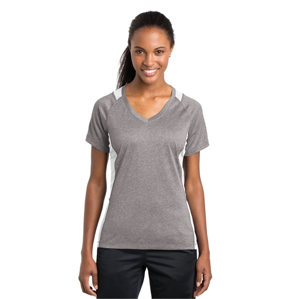 Sport-Tek Women's Heather Colorblock Contender V-Neck Tee. - Sport-Tek Women's Heather Colorblock Contender V-Neck Tee. - Image 59 of 61