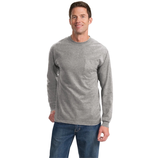 Port & Company Tall Long Sleeve Essential Pocket Tee. - Port & Company Tall Long Sleeve Essential Pocket Tee. - Image 1 of 45