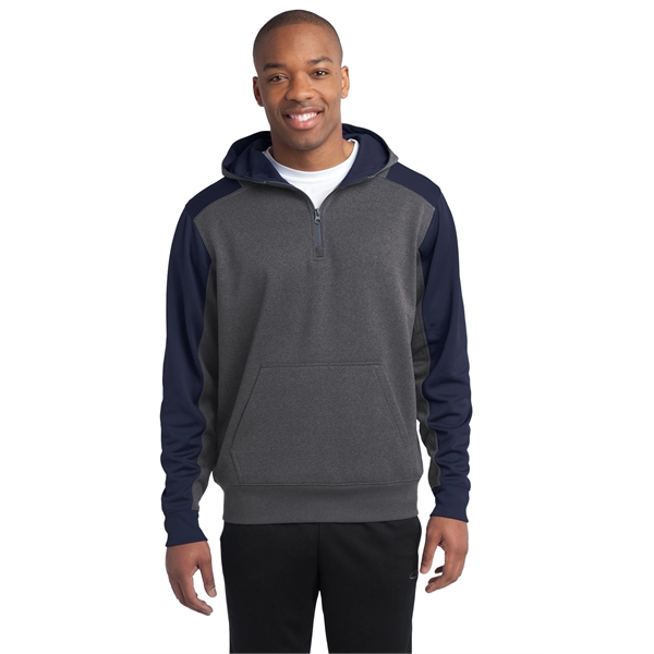 Sport-Tek Tech Fleece Colorblock 1/4-Zip Hooded Sweatshirt. - Sport-Tek Tech Fleece Colorblock 1/4-Zip Hooded Sweatshirt. - Image 10 of 35