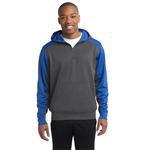 Sport-Tek Tech Fleece Colorblock 1/4-Zip Hooded Sweatshirt. - Sport-Tek Tech Fleece Colorblock 1/4-Zip Hooded Sweatshirt. - Image 16 of 35