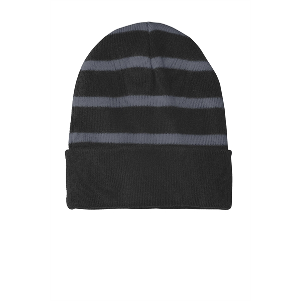 Sport-Tek Striped Beanie with Solid Band. - Sport-Tek Striped Beanie with Solid Band. - Image 4 of 13