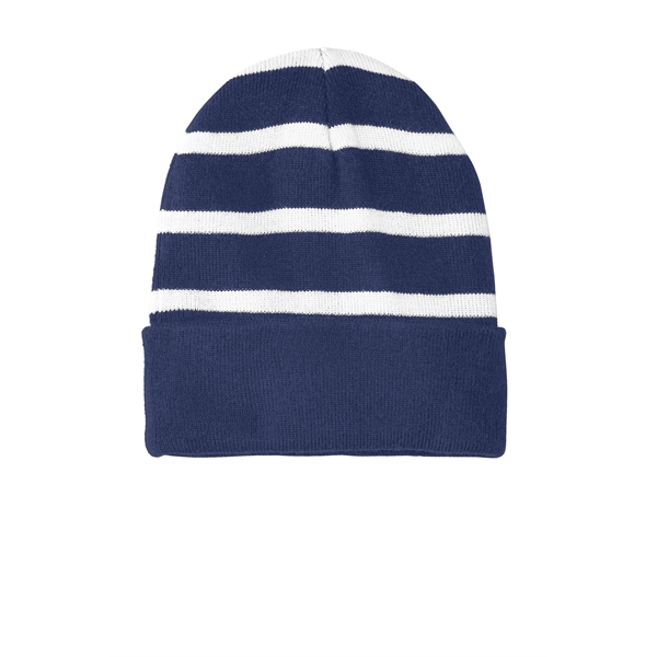 Sport-Tek Striped Beanie with Solid Band. - Sport-Tek Striped Beanie with Solid Band. - Image 1 of 13