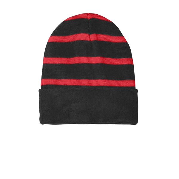 Sport-Tek Striped Beanie with Solid Band. - Sport-Tek Striped Beanie with Solid Band. - Image 2 of 13