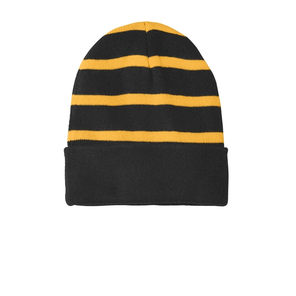 Sport-Tek Striped Beanie with Solid Band. - Sport-Tek Striped Beanie with Solid Band. - Image 5 of 13