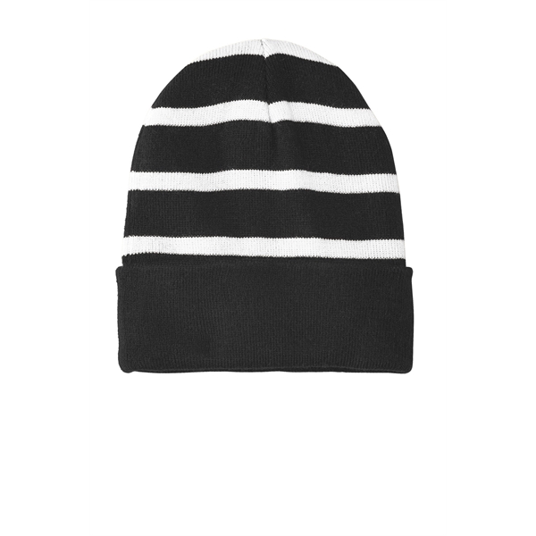 Sport-Tek Striped Beanie with Solid Band. - Sport-Tek Striped Beanie with Solid Band. - Image 7 of 13