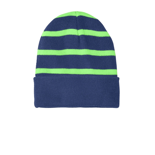 Sport-Tek Striped Beanie with Solid Band. - Sport-Tek Striped Beanie with Solid Band. - Image 8 of 13