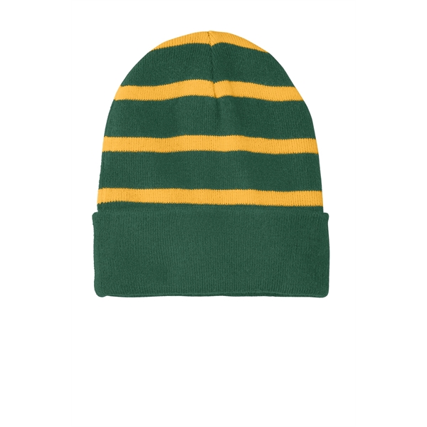 Sport-Tek Striped Beanie with Solid Band. - Sport-Tek Striped Beanie with Solid Band. - Image 12 of 13