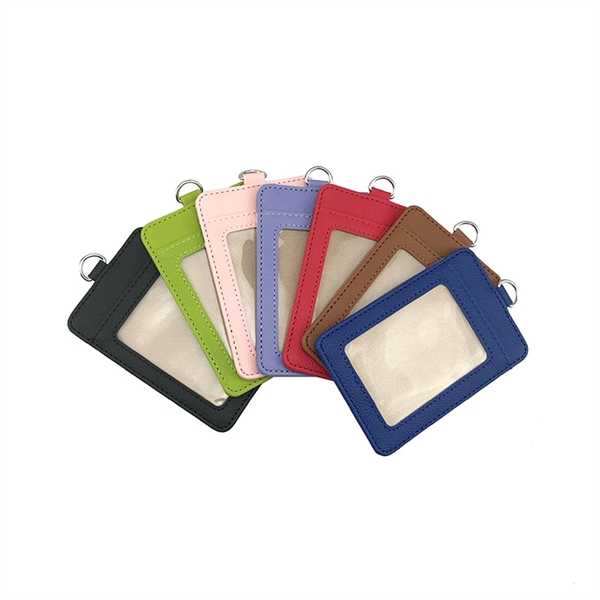 PU Leather ID Badge Holder With Lanyard - PU Leather ID Badge Holder With Lanyard - Image 2 of 4