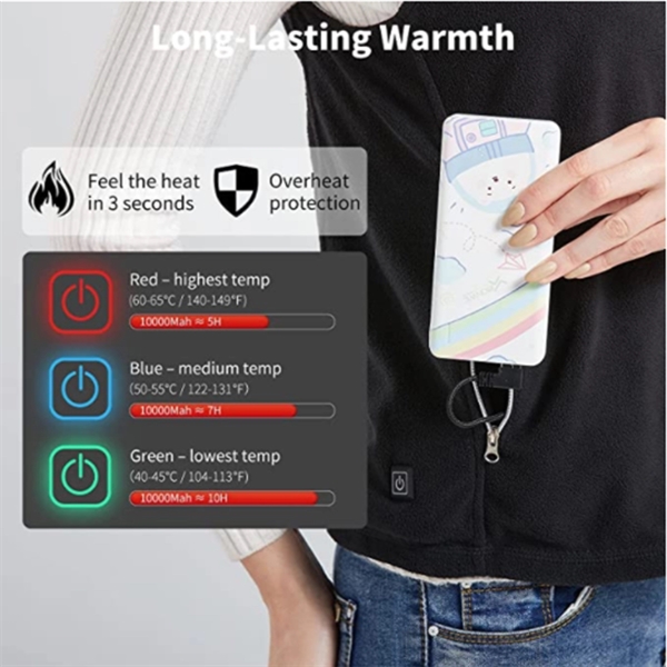 USB Unisex Polar Fleece Heated Vest - USB Unisex Polar Fleece Heated Vest - Image 2 of 7