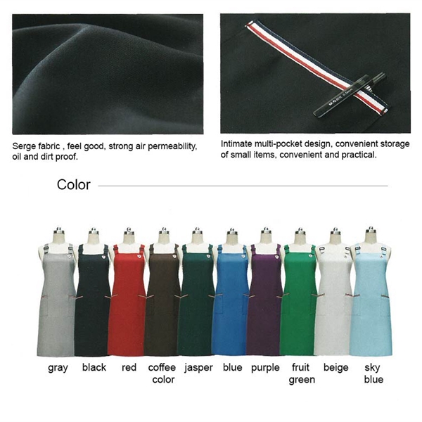 12 oz. Serge Kitchen Apron w/ Shoulder strap & 2 pockets - 12 oz. Serge Kitchen Apron w/ Shoulder strap & 2 pockets - Image 1 of 9