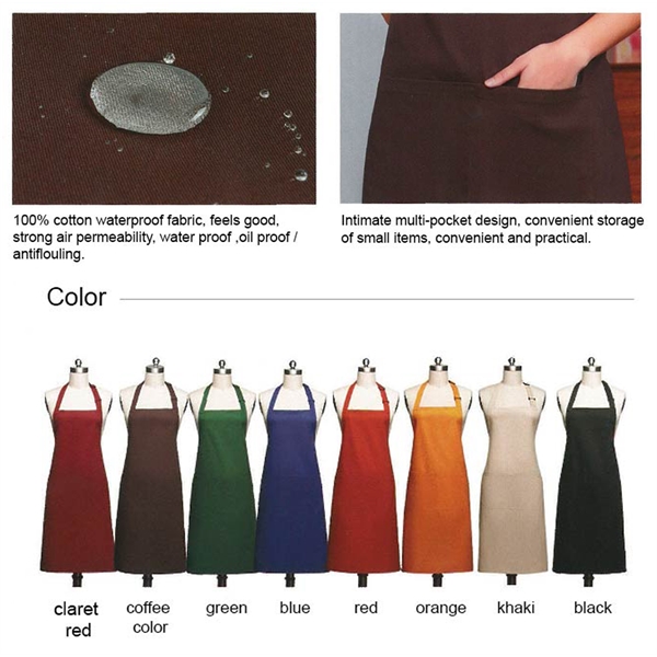 12 oz. 100% Cotton Waterproof Kitchen Apron w/ 2 Pockets - 12 oz. 100% Cotton Waterproof Kitchen Apron w/ 2 Pockets - Image 1 of 10