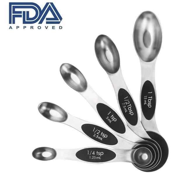 Stainless Steel Measuring Spoons With Magnetic Snaps - Stainless Steel Measuring Spoons With Magnetic Snaps - Image 0 of 1