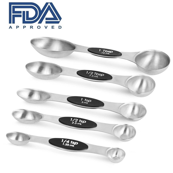 Stainless Steel Measuring Spoons With Magnetic Snaps - Stainless Steel Measuring Spoons With Magnetic Snaps - Image 1 of 1