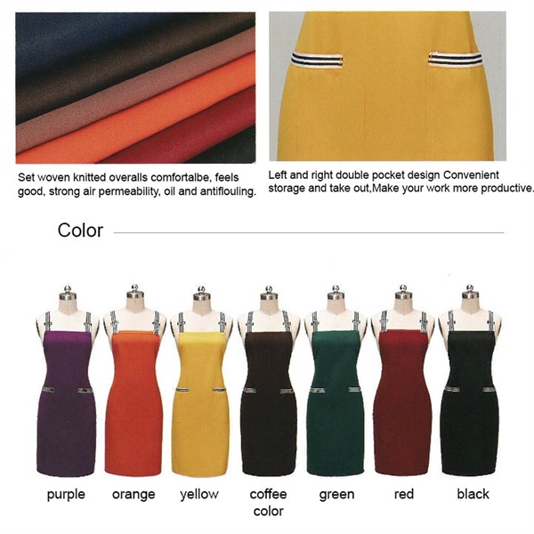 12 oz Woven knitted Kitchen Apron w/ 2 pocket, Striped Strap - 12 oz Woven knitted Kitchen Apron w/ 2 pocket, Striped Strap - Image 1 of 10