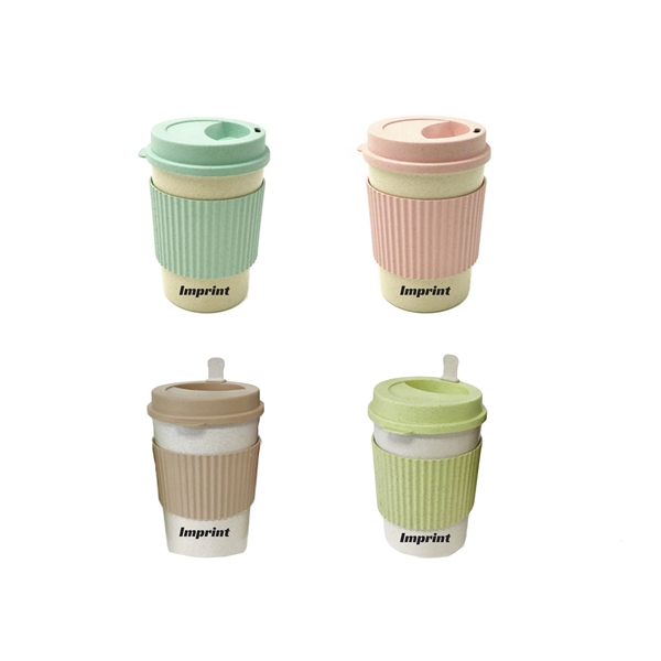 Cute Reusable Travel Cup To Go Coffee Cup Mug With Lid Wheat Stalk