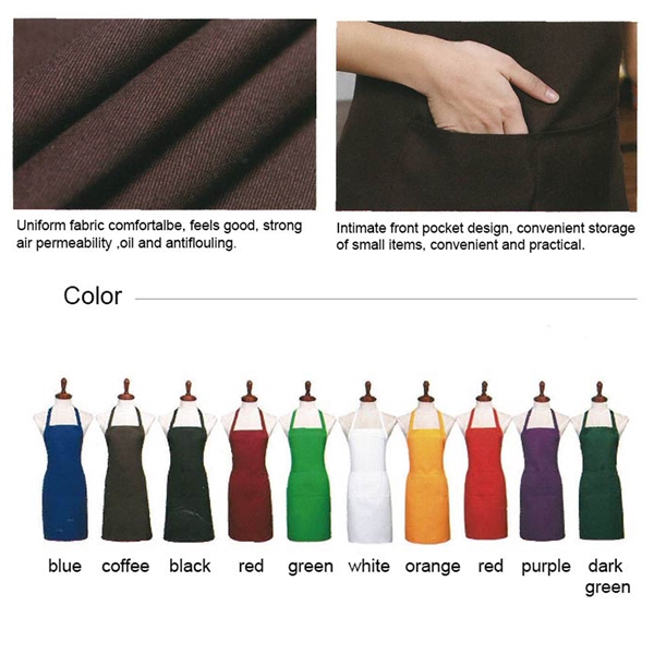 8 oz. Uniform fabric hang neck Kitchen aprons w/ 2 pockets - 8 oz. Uniform fabric hang neck Kitchen aprons w/ 2 pockets - Image 1 of 8