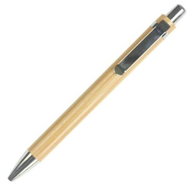 Bamboo Wooden Sustainable Retractable Ballpoint Pen - Bamboo Wooden Sustainable Retractable Ballpoint Pen - Image 1 of 2