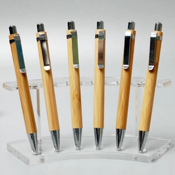 Bamboo Wooden Sustainable Retractable Ballpoint Pen - Bamboo Wooden Sustainable Retractable Ballpoint Pen - Image 2 of 2